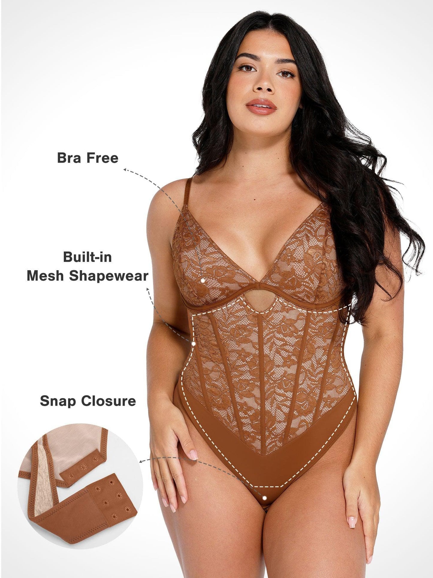 Shapewear bodysuit cutout modelování krajky