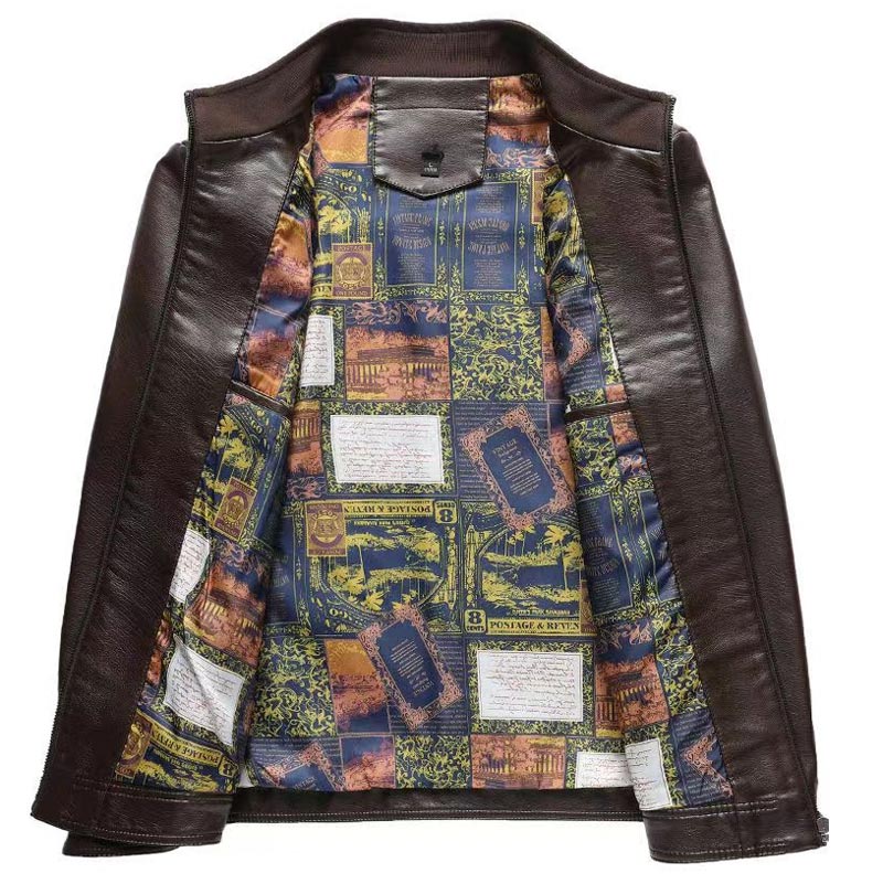 Pánská kožená bunda s hřejivou plyšovou podšívkou