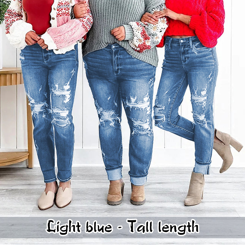 🔥Hot summer sale ✨ Bavlněné roztřepené dámské džíny zvedající boky.