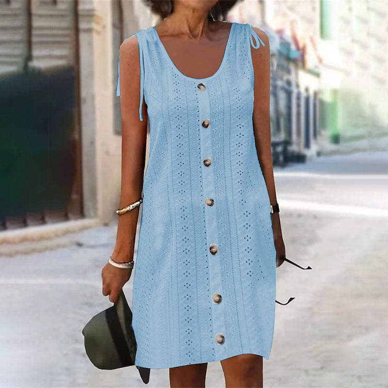 Pletené šaty bez rukávů s výstřihem do U