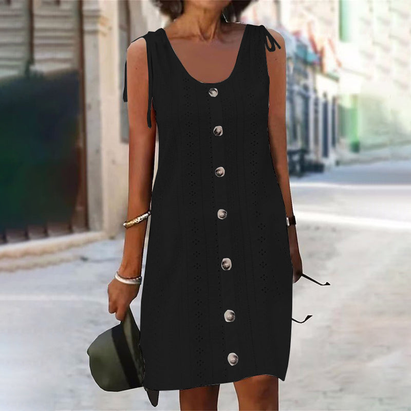 Pletené šaty bez rukávů s výstřihem do U