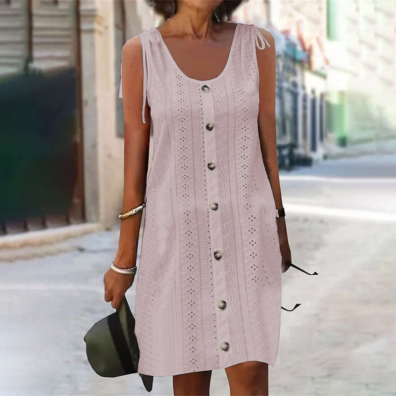 Pletené šaty bez rukávů s výstřihem do U