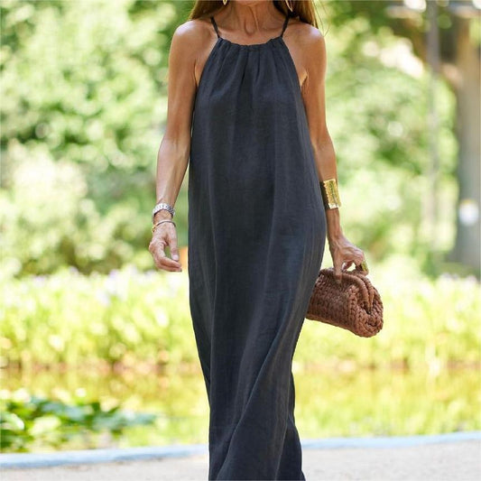 💃Jednobarevné, volné, prodyšné šaty s ramínky💛