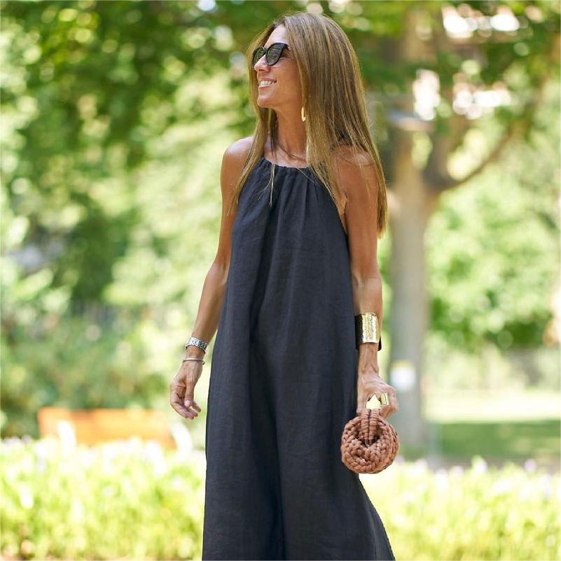 💃Jednobarevné, volné, prodyšné šaty s ramínky💛