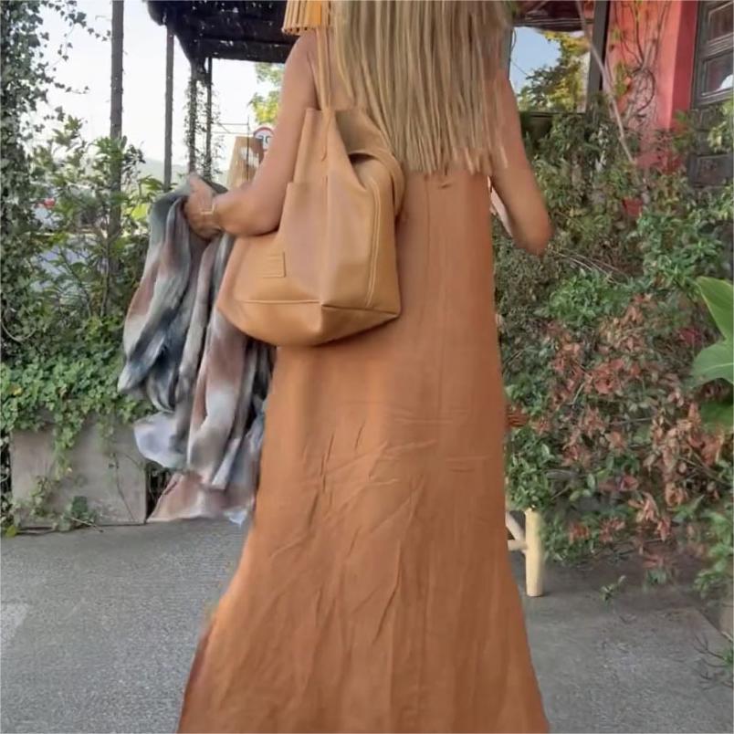 💃Jednobarevné, volné, prodyšné šaty s ramínky💛