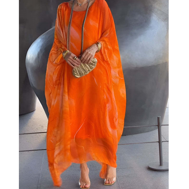 🔥horký výprodej🔥Elegantní šifonové šaty s mramorovým potiskem