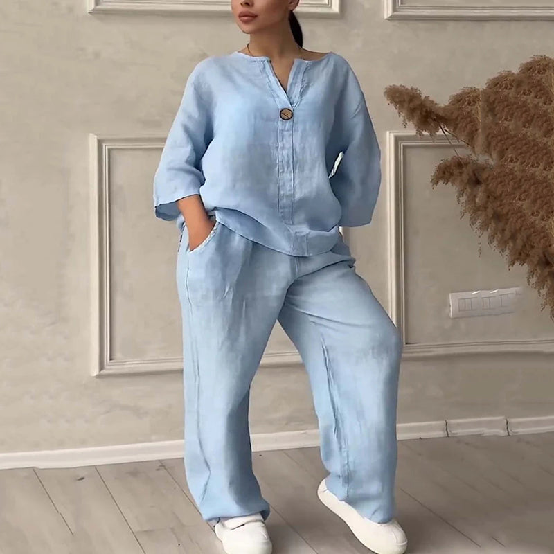 Dámská letní prodyšná dvoudílná bavlněná povlečení