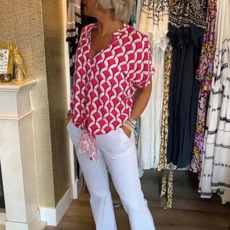 💖Ležérní top s krátkým rukávem a výstřihem do V