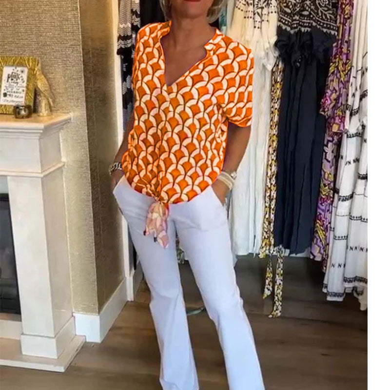 💖Ležérní top s krátkým rukávem a výstřihem do V