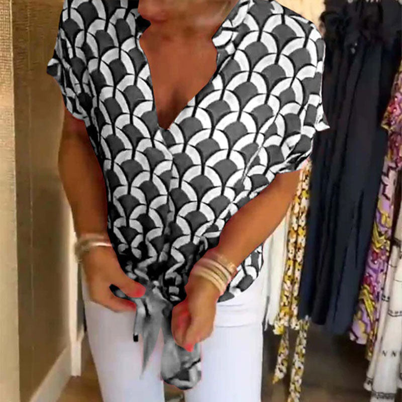 💖Ležérní top s krátkým rukávem a výstřihem do V