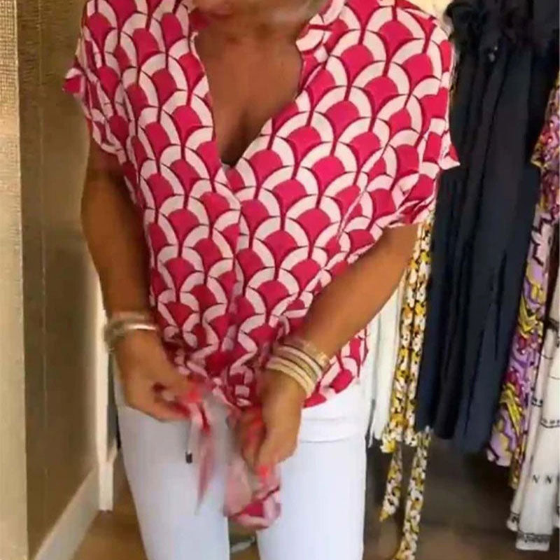 💖Ležérní top s krátkým rukávem a výstřihem do V