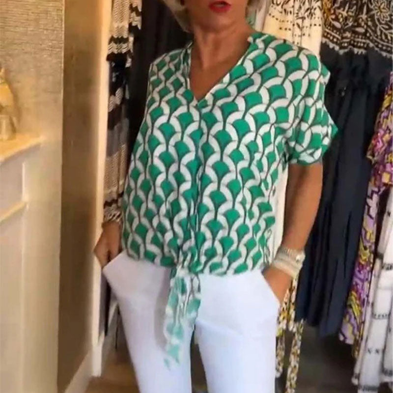 💖Ležérní top s krátkým rukávem a výstřihem do V