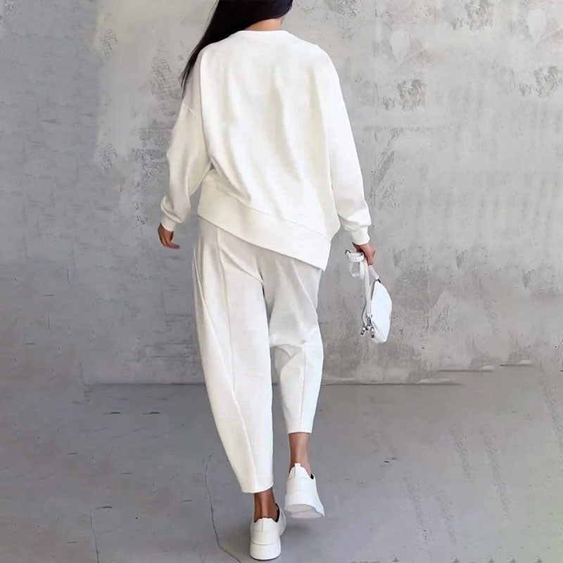 Dvoudílná souprava s dlouhými rukávy a kalhotami s kulatým výstřihem-TAB