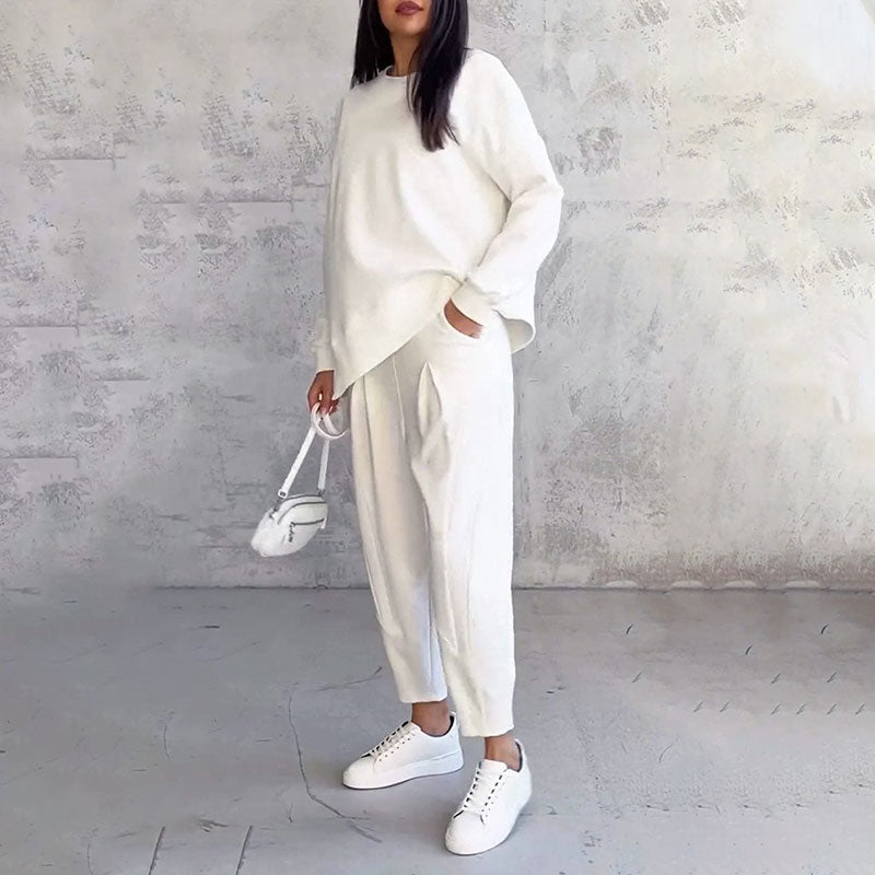 Dvoudílná souprava s dlouhými rukávy a kalhotami s kulatým výstřihem-TAB