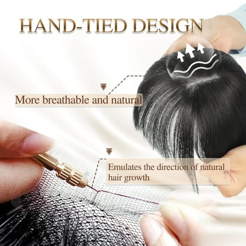 Přírodní vlasové toppery s ofinou pro ženy