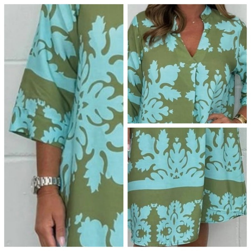 💗 Dámské módní šaty s výstřihem do V a 3/4 rukávy