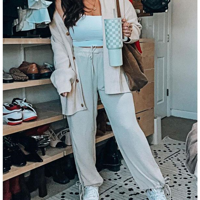 💝Dámský dvoudílný set - pletené sako a kalhoty na knoflíky