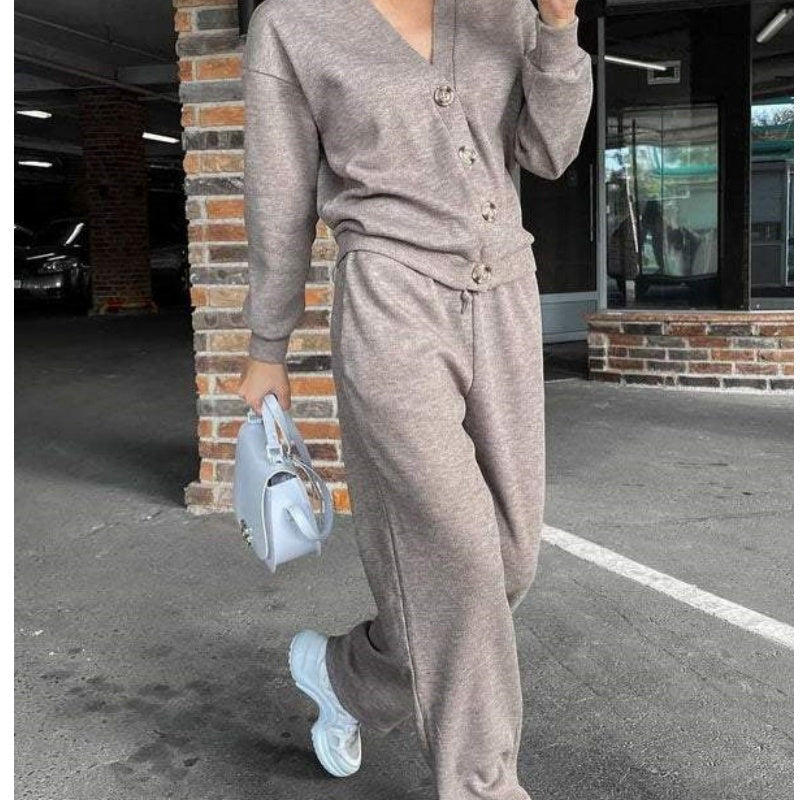 💝Dámský dvoudílný set - pletené sako a kalhoty na knoflíky