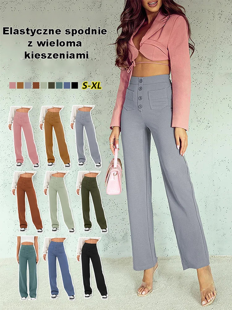 Elastické kalhoty s mnoha kapsami