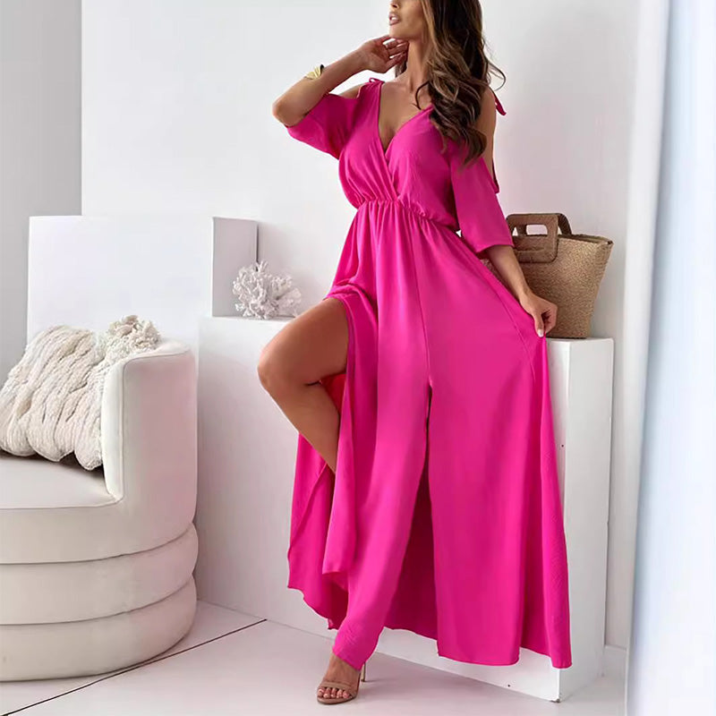 【💖Nové produkty 2025】👗Elegantní, sexy šaty pro ženy s špičatým výstřihem