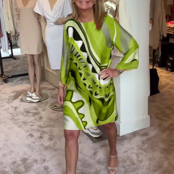 Módní šaty s dlouhým rukávem a potiskem