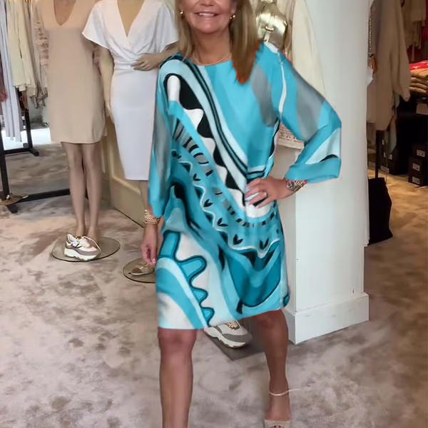 Módní šaty s dlouhým rukávem a potiskem