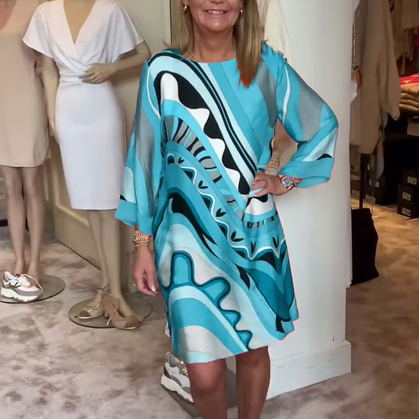 Módní šaty s dlouhým rukávem a potiskem