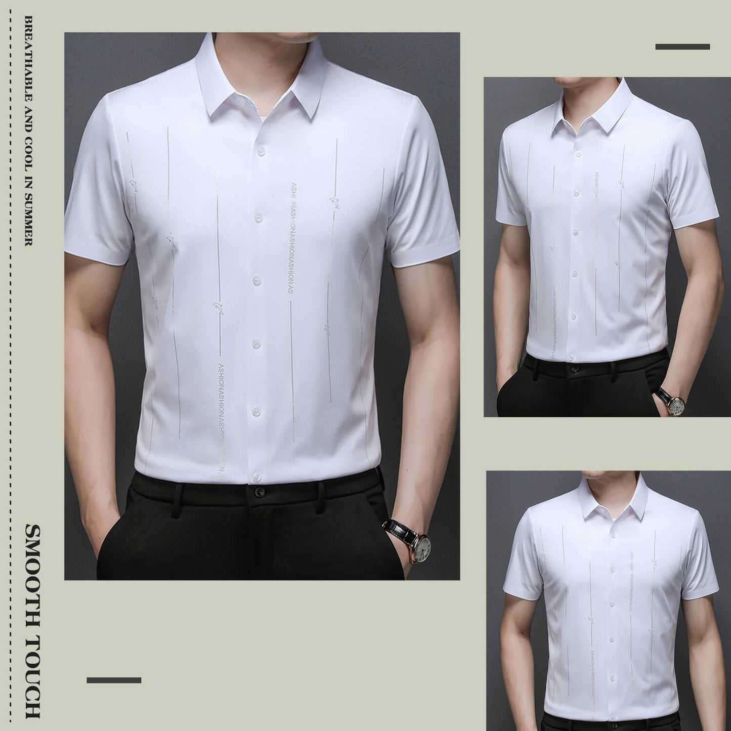 ❄️Pánská nemačkavá, vysoce strečová košile z ledového hedvábí