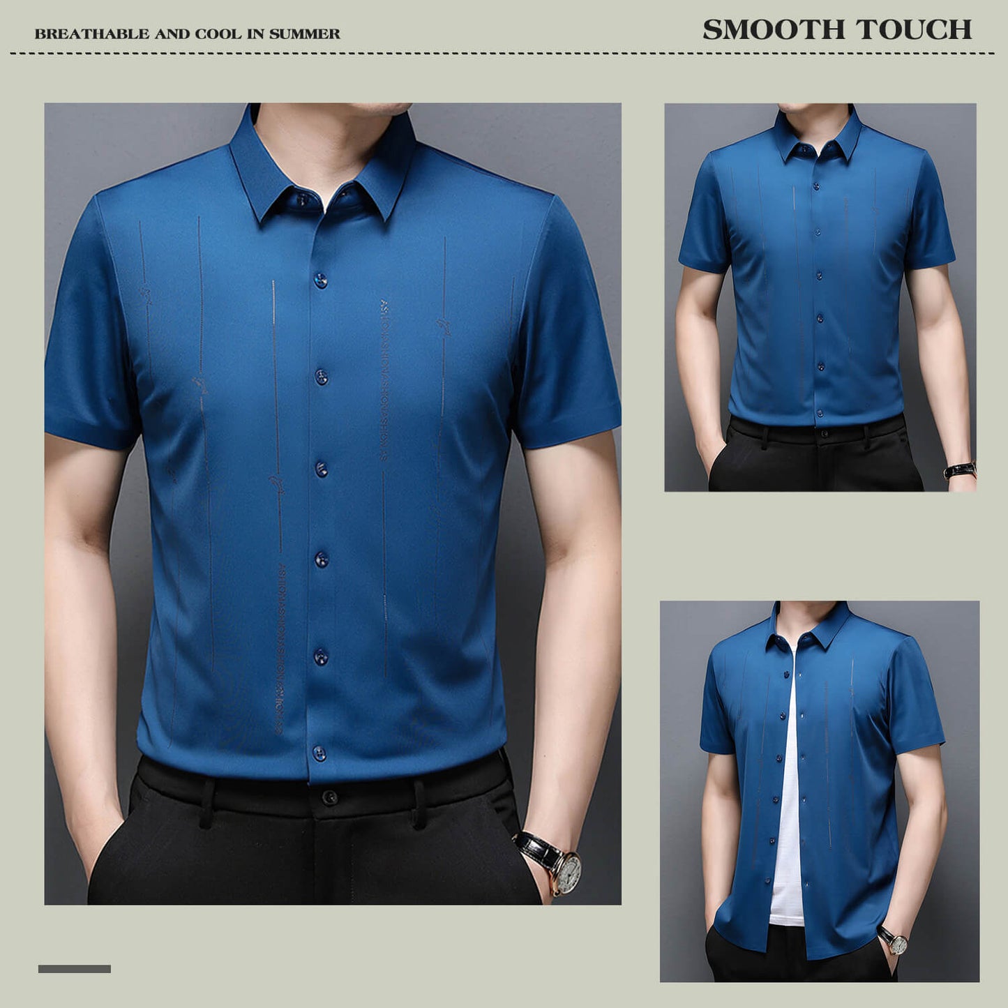 ❄️Pánská nemačkavá, vysoce strečová košile z ledového hedvábí