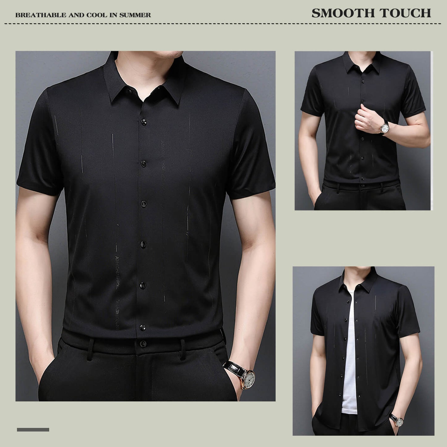 ❄️Pánská nemačkavá, vysoce strečová košile z ledového hedvábí