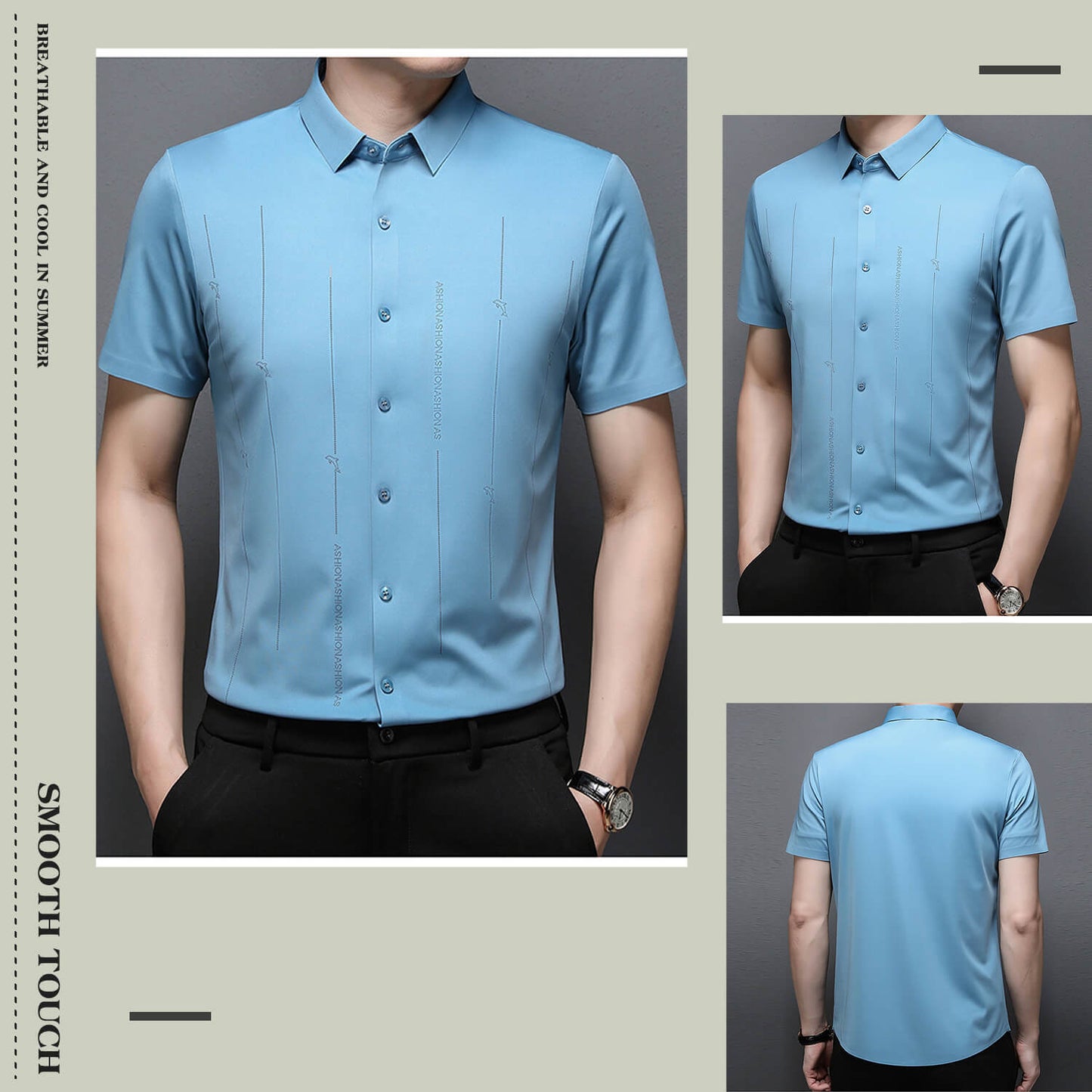 ❄️Pánská nemačkavá, vysoce strečová košile z ledového hedvábí