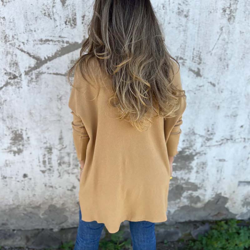 💕 Pohodlná dámská pletená tunika s dlouhým rukávem a horním bočním rozparkem