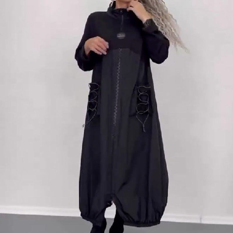 Šaty s dlouhým rukávem s výstřihem do V a stahovací šňůrkou👗