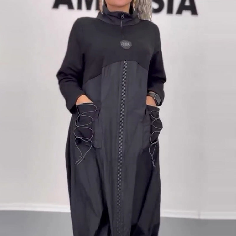 Šaty s dlouhým rukávem s výstřihem do V a stahovací šňůrkou👗