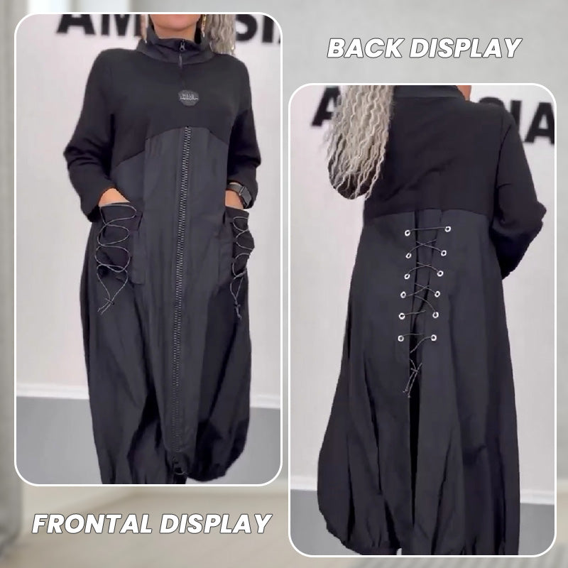 Šaty s dlouhým rukávem s výstřihem do V a stahovací šňůrkou👗