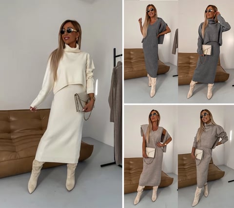 ✨Elegantní a sebevědomé - 💃Včetně pletených šatů