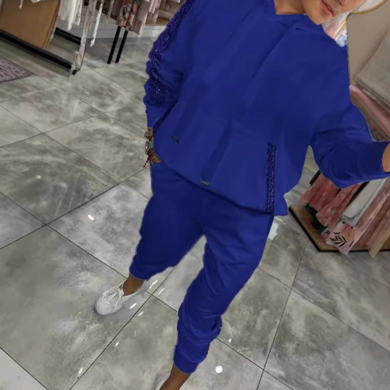 🌷Novinky podzimu✨Dámský dvoudílný top a kalhoty s kapucí se stahovací šňůrkou