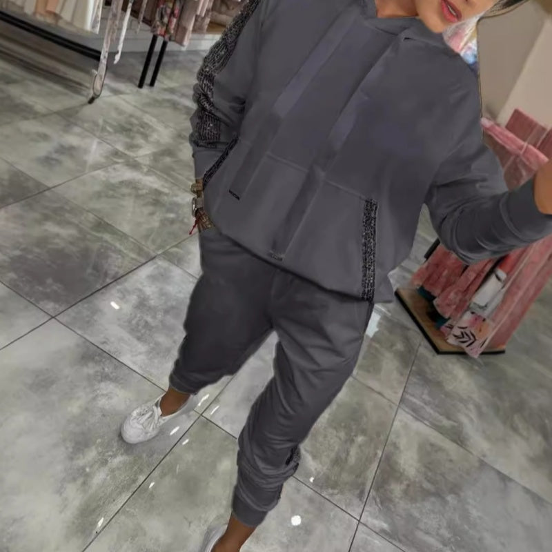 🌷Novinky podzimu✨Dámský dvoudílný top a kalhoty s kapucí se stahovací šňůrkou