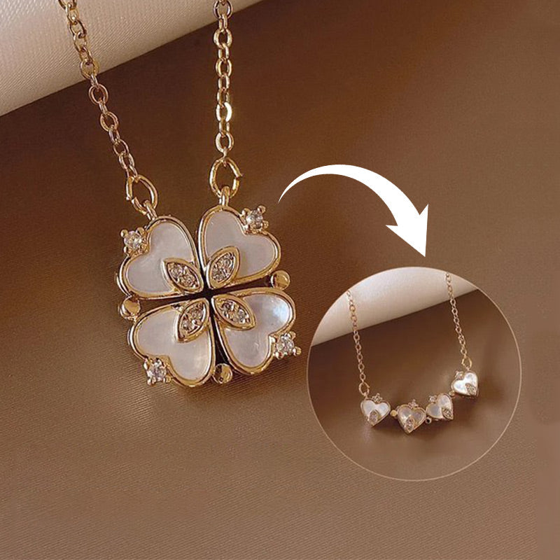 Náhrdelník s mikrosadou perel a zirkonů ve tvaru čtvrt mušle