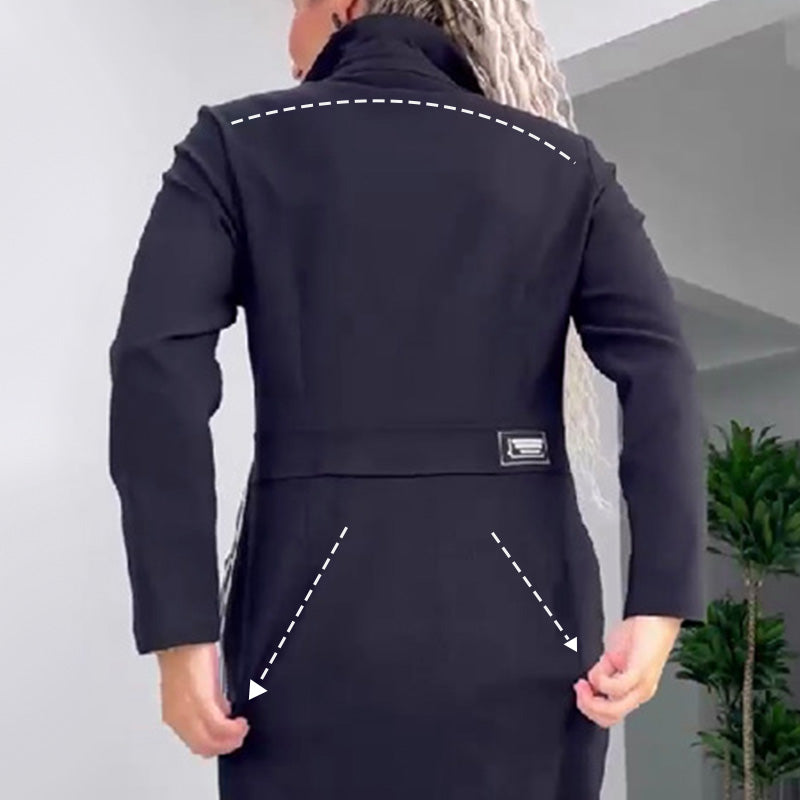 Dámské šaty s dlouhým rukávem, knoflíky a průstřihy