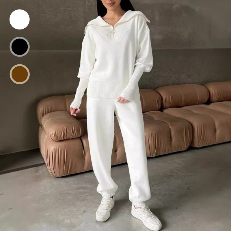 ✨2dílná sada – dámská sportovní souprava pro volný čas ✨– halenka s poloviční klopou na zip a padnoucí tepláky