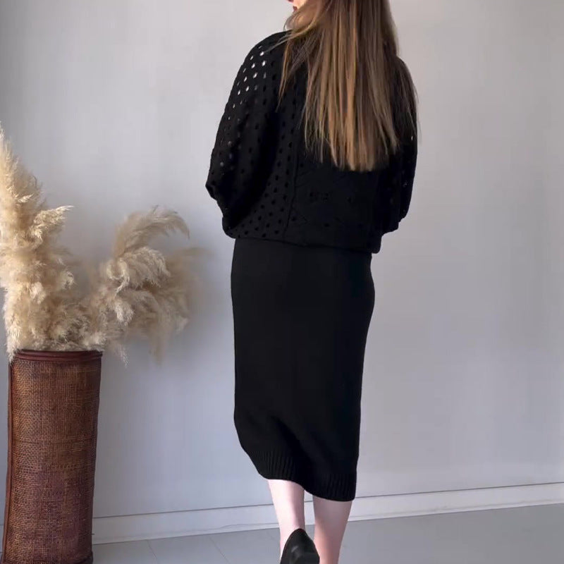 Novinka ✨ Set mikinových šatů bez rukávů s dlouhým rukávem a dírkami