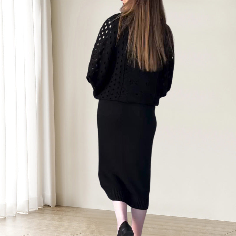 Novinka ✨ Set mikinových šatů bez rukávů s dlouhým rukávem a dírkami