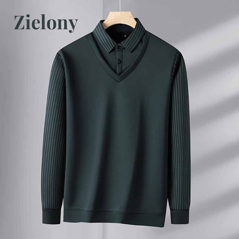 [Dárek pro muže] Pánská teplá košile s imitací dvoudílného obleku