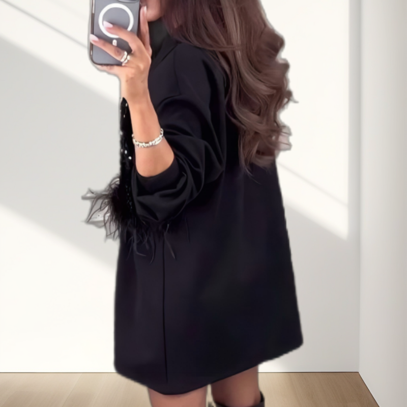 Módní dámské dvoudílné šaty s černými flitry