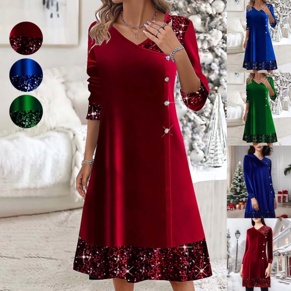 👗 Podzimní/zimní zlaté sametové šaty pro ženy