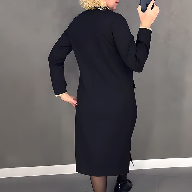 Dámské elegantní černé šaty s dlouhým rukávem a zipem