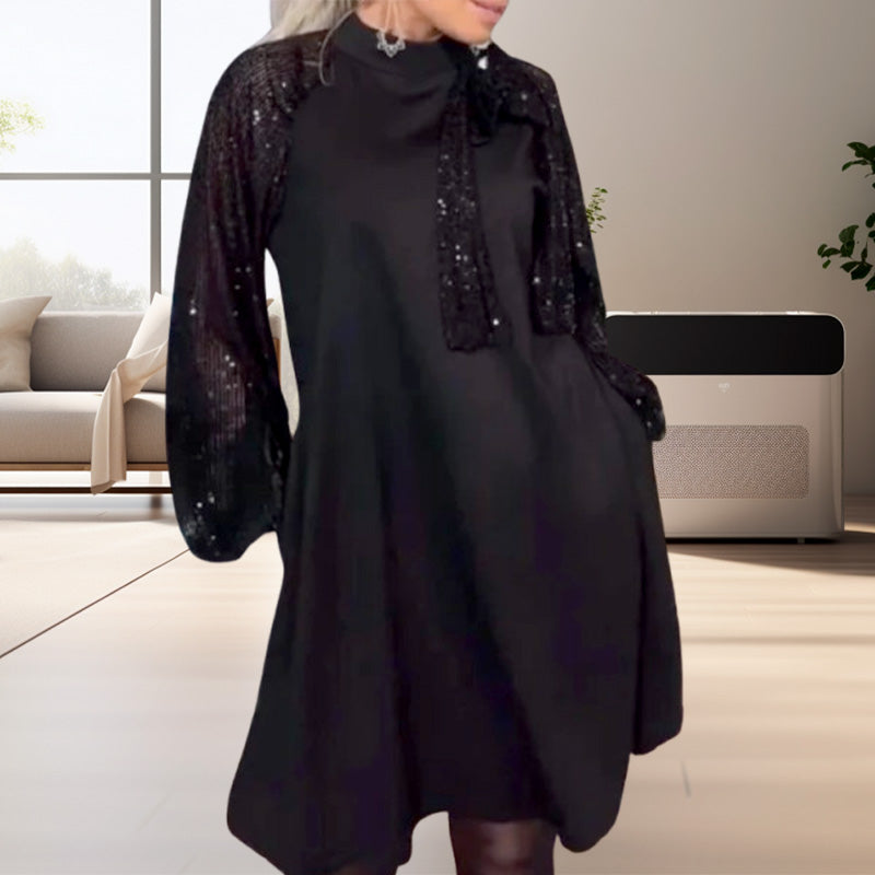 Dámské šaty s kravatou a flitry