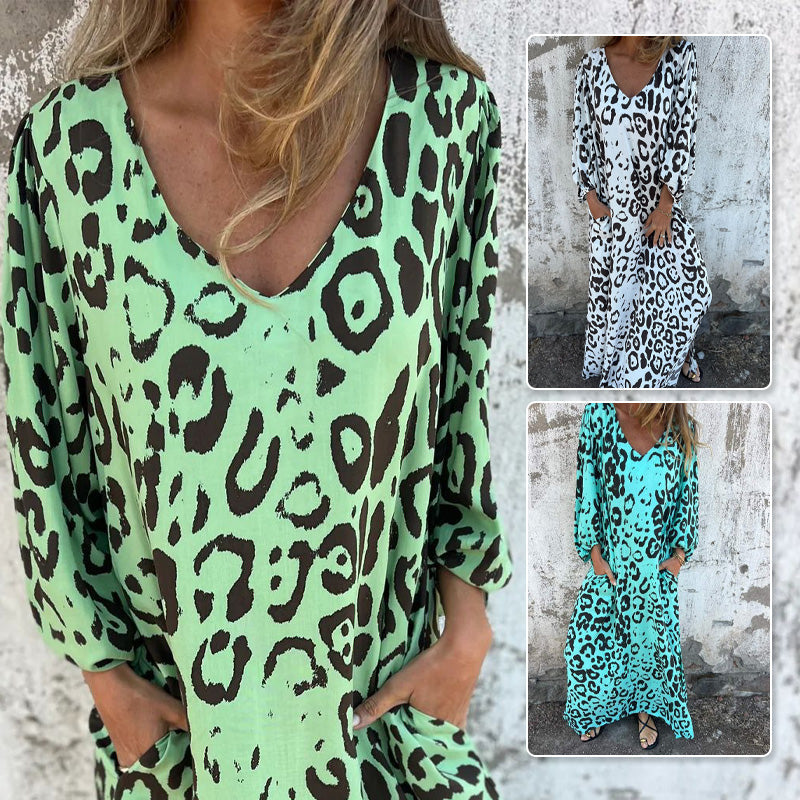 Květinové šaty s výstřihem do V a kapsami