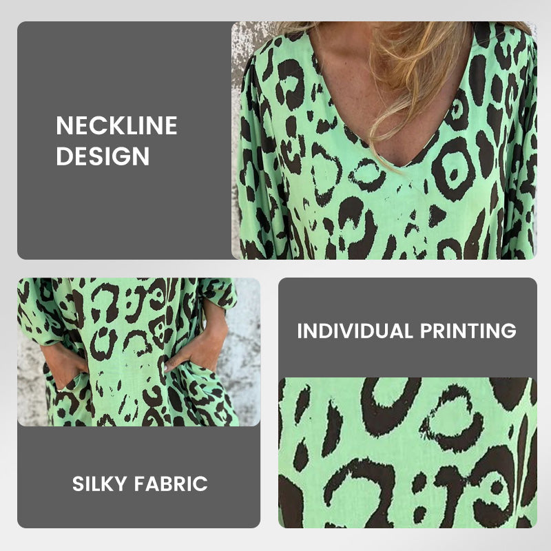 Květinové šaty s výstřihem do V a kapsami